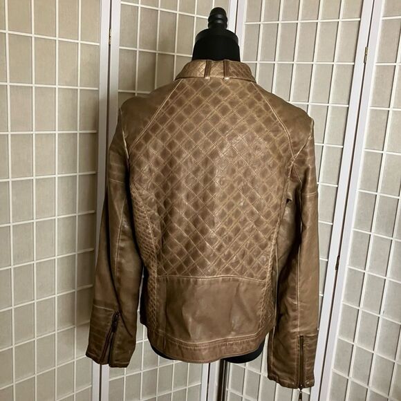 Moto Style Faux Leather Jacket with Quilted Detail by J2 - Picture 6 of 7